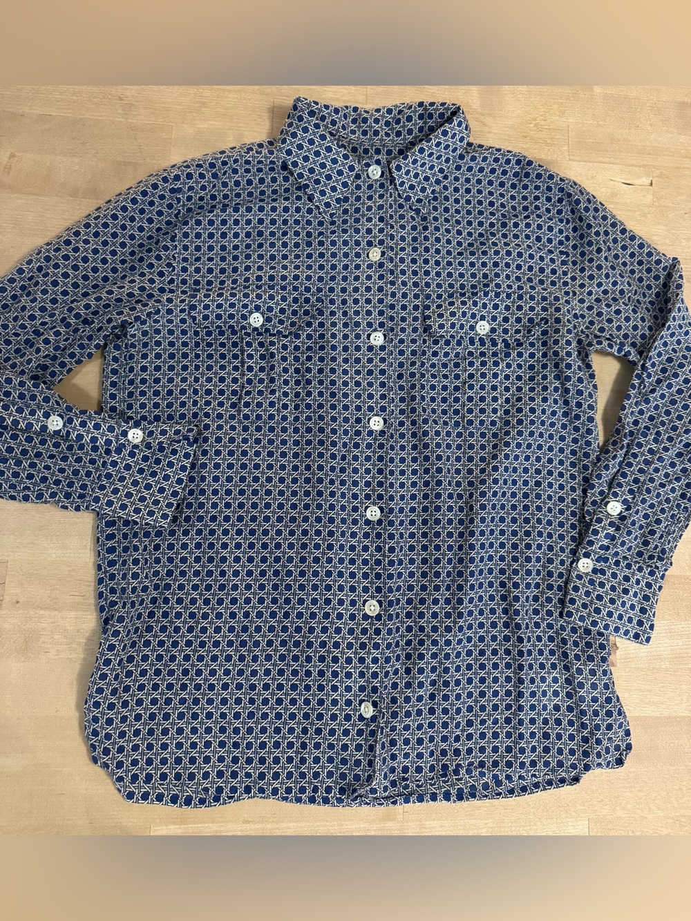 Equipment Femme silk blend Blue Geo Print Button-Down Shirt